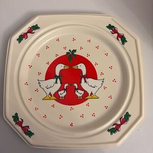 Vintage Christmas duck plates. Plastic